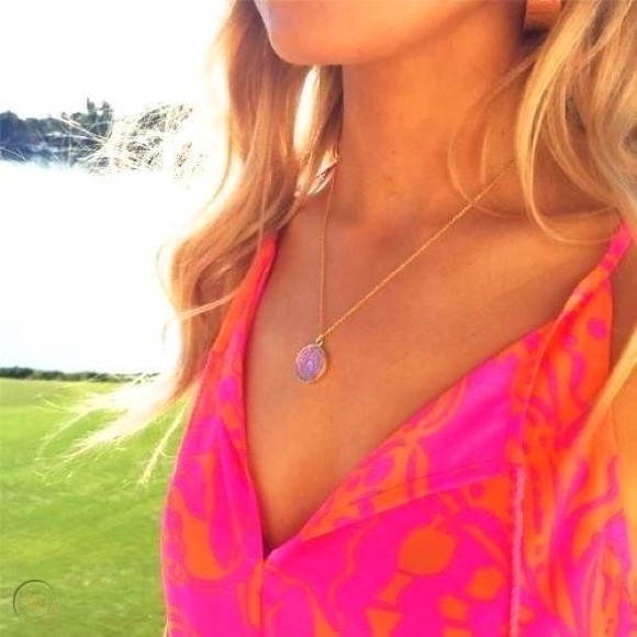 Lilly Pulitzer Scuba to Cuba Gold Pendant Necklace Jewelry Charm